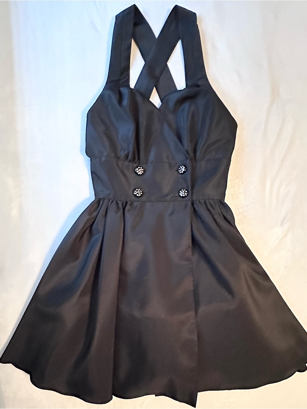 Vintage Union Made 1950s Sleeveless Fit & Flare Wrap Dress S LBD Tulle Lined USA